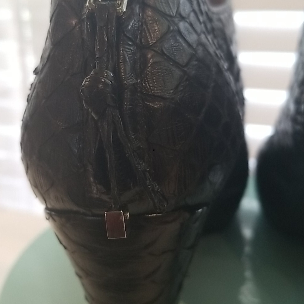 Devi Kroell Black Python Heeled Ankle Boot Sz. 38 - image 5